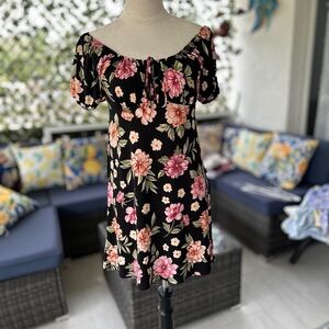 Ambiance Black Floral Midi Dress
